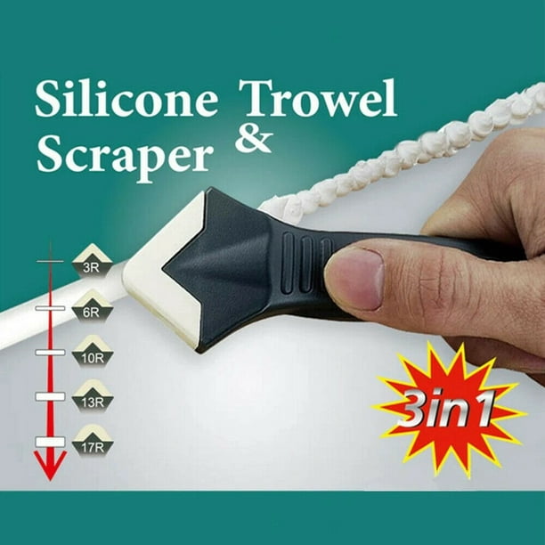 Silicone Sealant Finishing Tool Grout Scraper,3 in 1 Caulking Tools, Reuse  and Replace 5 Silicone Pads, Great Tools for Kitchen Bathroom Window, Black  - Walmart.com