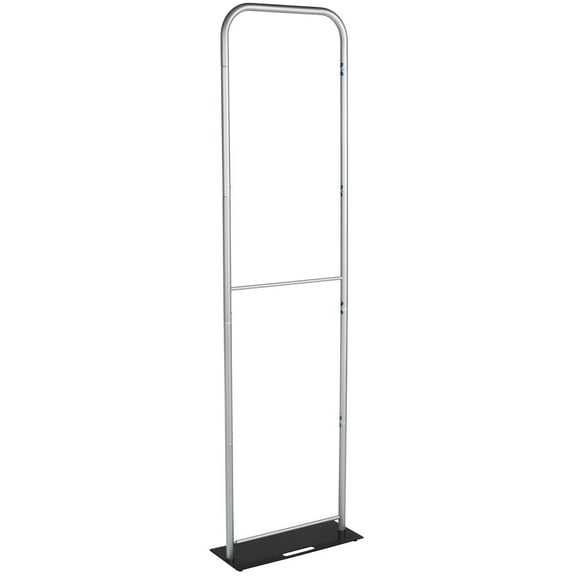 Displays2go Trade Show Banner Stand, Floor Standing, Aluminum Build – Silver, Black Finish (SSEZTB24)