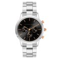 thumbnail image 1 of Alfred Sung Men's Chronograph Silver Black Dial Link Watch, 1 of 2