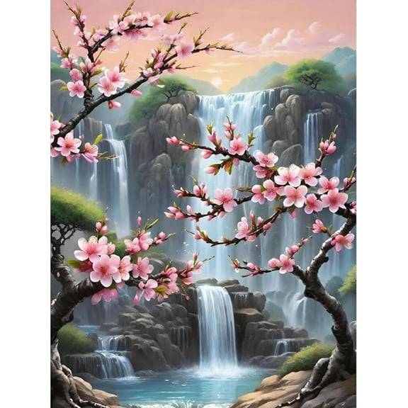 5D DIY Diamond Painting Kit (Adults) - "Plum Blossom" Beginner Diamond Art Kit, Full Circle Diamond Crafts, Home Wall Decor Gift