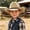 Beige, variant on Kids Cowboy Hat Adjustable Drawstring Sun Protection Wide Brim Western Straw Hat for Halloween