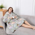 thumbnail image 5 of Oversized Wearable Blanket Hoodie,Pastel Princess Unicorn Pattern Sherpa Blanket Hoodie with Super Pockets,Super Warm Fuzzy Pullover for Women & Men, 5 of 6