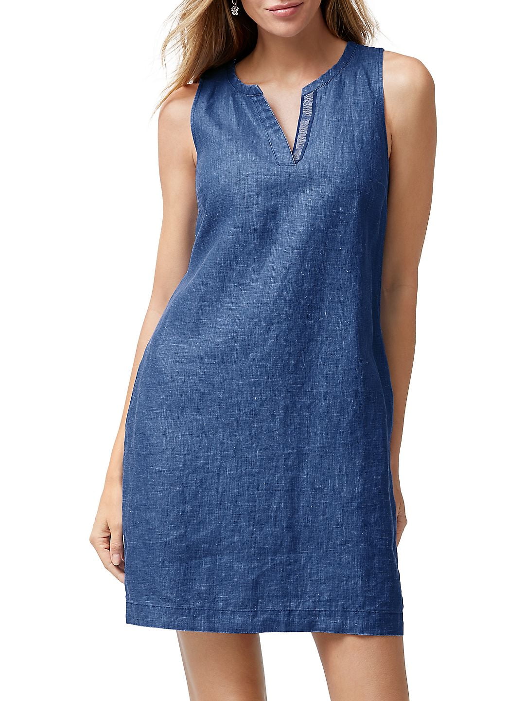 Tommy Bahama Seaglass Sleeveless Linen Shift Dress Dark Cobalt S