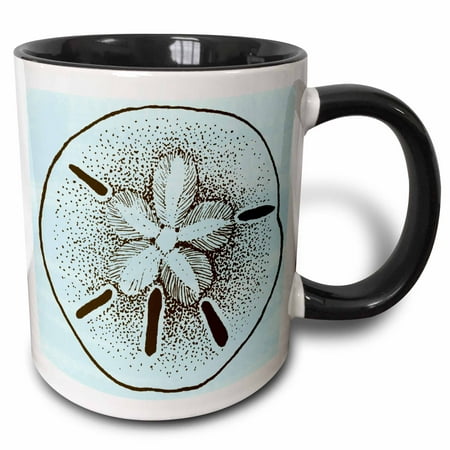 

3dRose Blue and Brown Sand Dollar- Shells- Beach Theme Art - Two Tone Black Mug 11-ounce