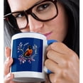 thumbnail image 2 of 3drose, Cartoon of an American Robin with Connecticut State Flower, 15oz Two-tone Blue Mug, 2 of 6