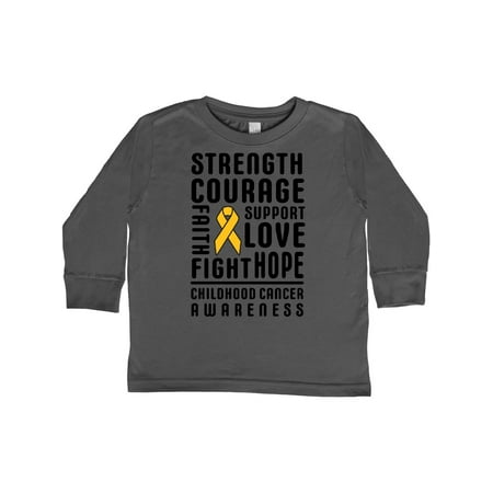 

Inktastic Childhood Cancer Awareness Strength Hope Support Love Fight Gift Toddler Boy or Toddler Girl Long Sleeve T-Shirt