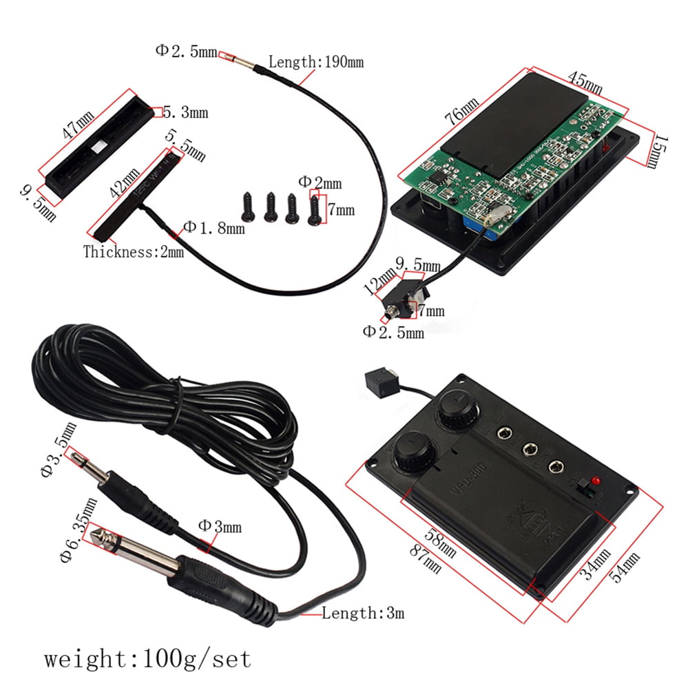 OUNONA 1Set Piezo Violin Pickup Eq Preamp Black Silent Sound Field Adjust Accessory