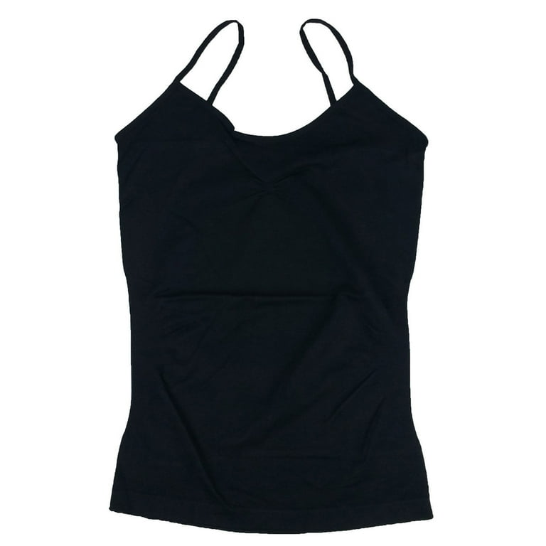 Cotton Thin Strap Tank Top in Black