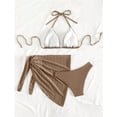 thumbnail image 4 of Lenago Swim Shorts Women Bathing Suit for Women Women Swim Suits Women's Three Piece Bikini Set With Up Swimsuit Khaki M, 4 of 6