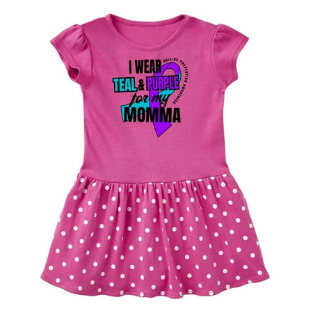 

Inktastic Suicide Prevention I Wear Teal and Purple for My Momma Gift Toddler Girl Dress