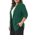 thumbnail image 4 of Agnes Orinda Women's Plus Size Blazers Lapel Long Sleeve Work Business Casual Suit Jacket with Button 1X Dark Green, 4 of 6