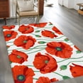 thumbnail image 2 of 3'x5' Rug for Living Room Bedroom, Red Flowers Washable Area Rugs Non-Slip Carpet Mats, Spring Floral Watercolor Botanical Indoor Low Pile Area Rug Runner for Kitchen, Mudroom, 2 of 8