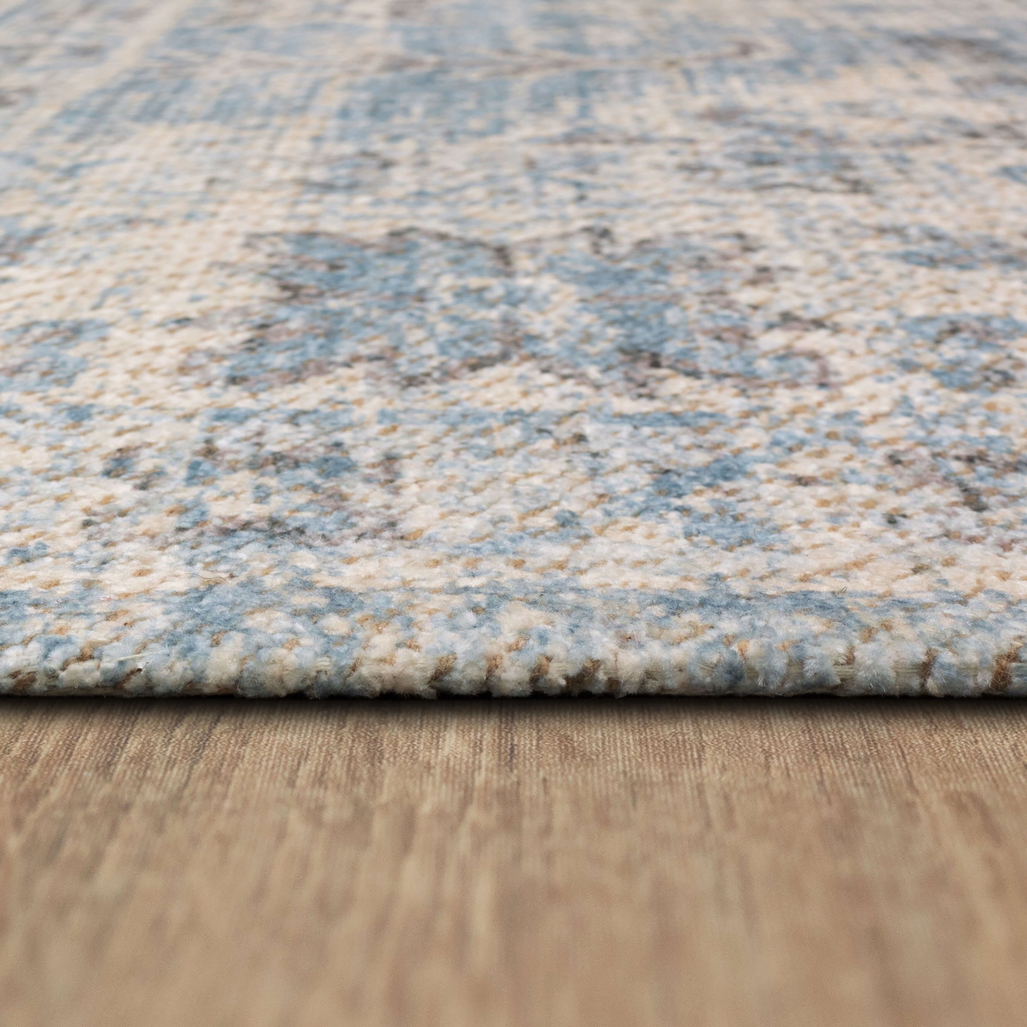 Mainstays Zula Acacia Low Pile Stain/Fade Resistant Polyester Indoor Area Rug, Blue, 5' x 7'