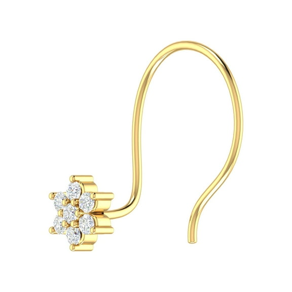 0.04 Carat 7-Stone Cluster Diamond Nose Pin Stud in 14K Yellow Gold (SI1-SI2 Clarity)