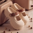 thumbnail image 5 of Rokment Women's Chunky Platform Slip on Mary Jane with Adjustable Back Strap 2026 Casual Height Increasing Barefoot Slip on Water Sandals Dress Clogs Khaki Size 7, 5 of 5