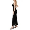 thumbnail image 4 of BARDOT Womens Black Stretch Lined Adjustable Pull On Spaghetti Strap Scoop Neck Tea-Length Fit + Flare Dress 6, 4 of 4