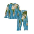 thumbnail image 2 of Kll Earth View World Map Print Women'S Long Sleeve Pajamas With Pants Sleepwear Loungewear 2 Set-Medium, 2 of 9