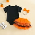 thumbnail image 4 of Vividxx Baby Girl Halloween Outfits Sets Short Sleeve Pumpkin Print Romper Tutu Skirts Cute Halloween Baby Clothes Birthday Dailywear, 4 of 9