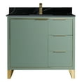 thumbnail image 2 of Fine Fixtures Opulence Collection 36 in. W x 18 in. D x 33 in. H Bathroom Vanity in Mint Green with Black Marble Sintered Stone Sink - Satin Brass hardware, 2 of 7
