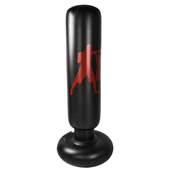 63 In Inflatable Boxing Punching Bag Freestanding Kickboxing Tumbler Column for Home Fitness Exercise and Stress Relief Fitness Workout Training, Black