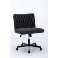 thumbnail image 2 of Criss Cross Legged Office Desk Chair with Wheels, Modern Armless Desk Chair with Wide Seat, Home Office Chairs for Work, Meditation, Vanity, 2 of 9
