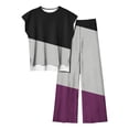 thumbnail image 1 of Besolor Womens 2 Piece Outfits 2024 Summer Tracksuit Color Block Sleeveless Tops and Long Pants Lounge Sets Plus Size, 1 of 4