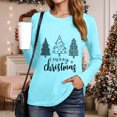 thumbnail image 4 of larppty Christmas Shirts for Women: Merry Christmas T Shirts Long Sleeve Christmas Tree Shirt Xmas Gift Blouse Tee Tops (Sky Blue, 3XL), 4 of 8