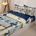 thumbnail image 3 of Castle Fairy Distressed Nautical Wood Plank Zipper Full Size Comforter Sets with Fitted Sheet and 2 Pillowcases,Anchor Life Ring Seashell Layout Zipper Bedding Set,Navy White,Reversible,4pcs, 3 of 6