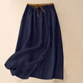 thumbnail image 2 of Womens Long Skirts A-Line Elastic Waist Casual Loose Solid Color Pleated Outdoor Beach Vacation Skirts, 2 of 9