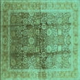 thumbnail image 1 of Ahgly Company Machine Washable Indoor Square Oriental Turquoise Blue Traditional Area Rugs, 3' Square, 1 of 4