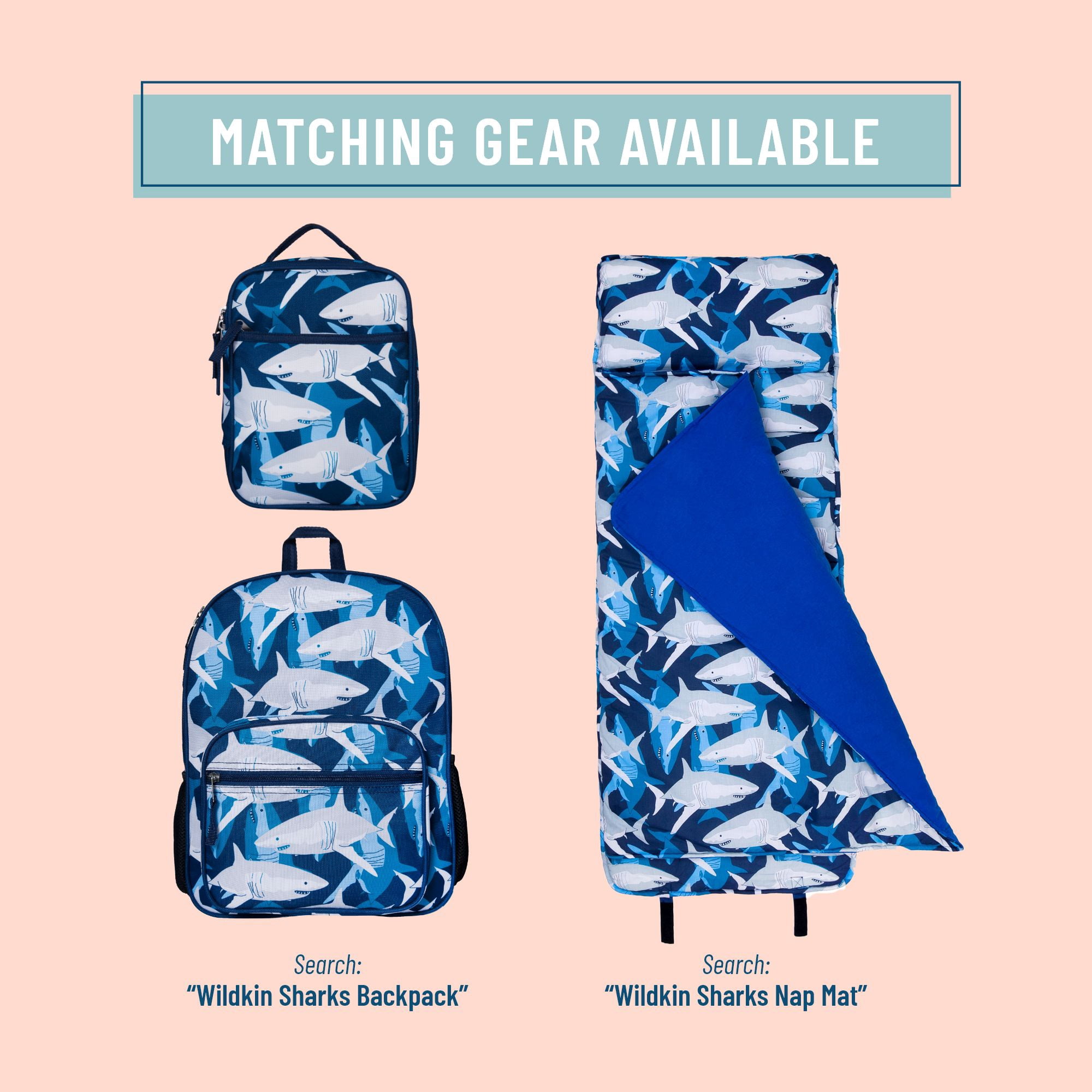 Wildkin Kids Recycled Eco Lunch Bag for Boys and Girls (Sharks)