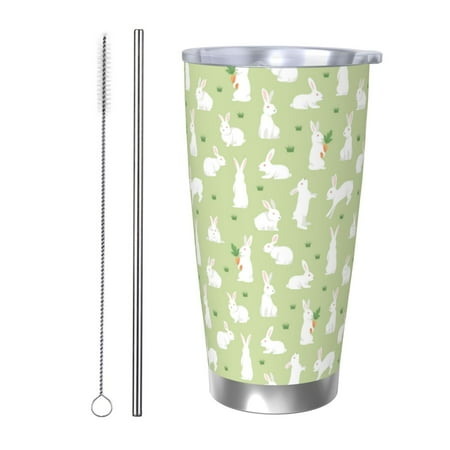 

Logiee Rabbit And Carrot (2) Print 20OZ Car Cup with Lid Stainless Steel Vacuum Insulated Double Wall Travel Tumbler Durable Insulated Coffee Mug Thermal Cup with Straw-Straw Two-piece Set