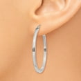 thumbnail image 3 of Real 14kt White Gold 2mm Princess Square Tube Hoops; for Adults and Teens; for Women and Men, 3 of 4