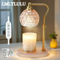 LMLTLULU Candle Warmer Lamp with Timer,Dimmable Adjustable Height Wax Melter Light for Jar Candles,Amber Crystal Candle Lamp for Home Decor,Perfect Gifts for Mom,Dorm Room,New Home,Includes 2 Bulbs