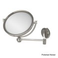 thumbnail image 4 of 8 Inch Wall Mounted Extending Make-Up Mirror with Grooved Accents - Polished Nickel / 2X, 4 of 5