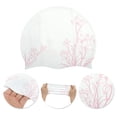 thumbnail image 3 of Unique Bargains 1 Pc Silicone Waterproof Lotus Print Swim Cap Pink White, 3 of 5