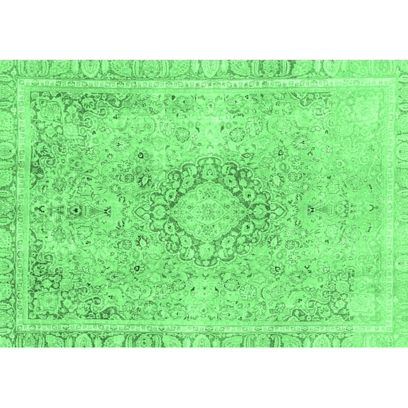 Ahgly Company Indoor Rectangle Abstract Emerald Green Modern Area Rugs, 2' x 4'