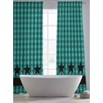 thumbnail image 5 of Checkered Stars Sheer Curtains for Living Room Bedroom, Light-filtering Sheer Curtain, Retro Green Black Plaid Art Rod Pocket Voile Window Treatment Drapes, 52’’Wx96’’L, 2 Panels Set, 5 of 7