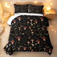 thumbnail image 2 of Homewish Watercolor Botanical Mushroom Twin Quilt Set,Fungus Plant Twin Coverlet Set,Black,Black Reversible,2-Piece, 2 of 7