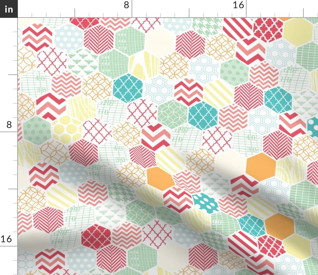 Spoonflower Fabric Multi Color Hexagons Trendy Modern