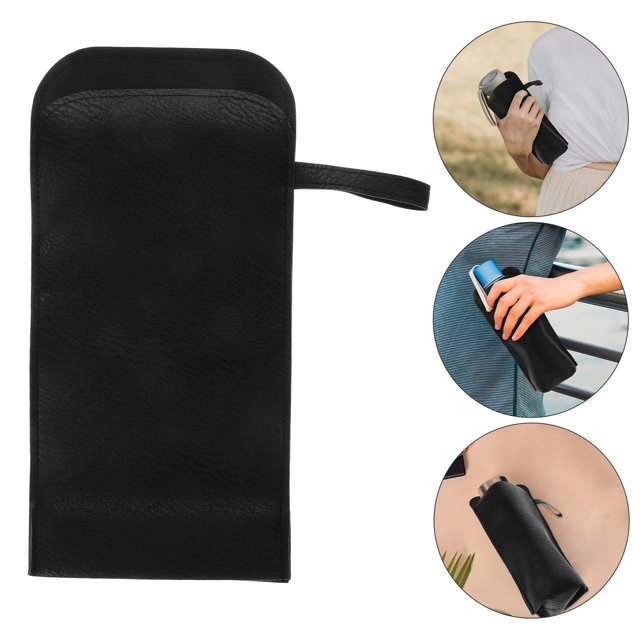 KAKOWELY Funda Reutilizable Para Botella Con Aislamiento De Cuero PU Negro Para Protección Y Transporte Fácil