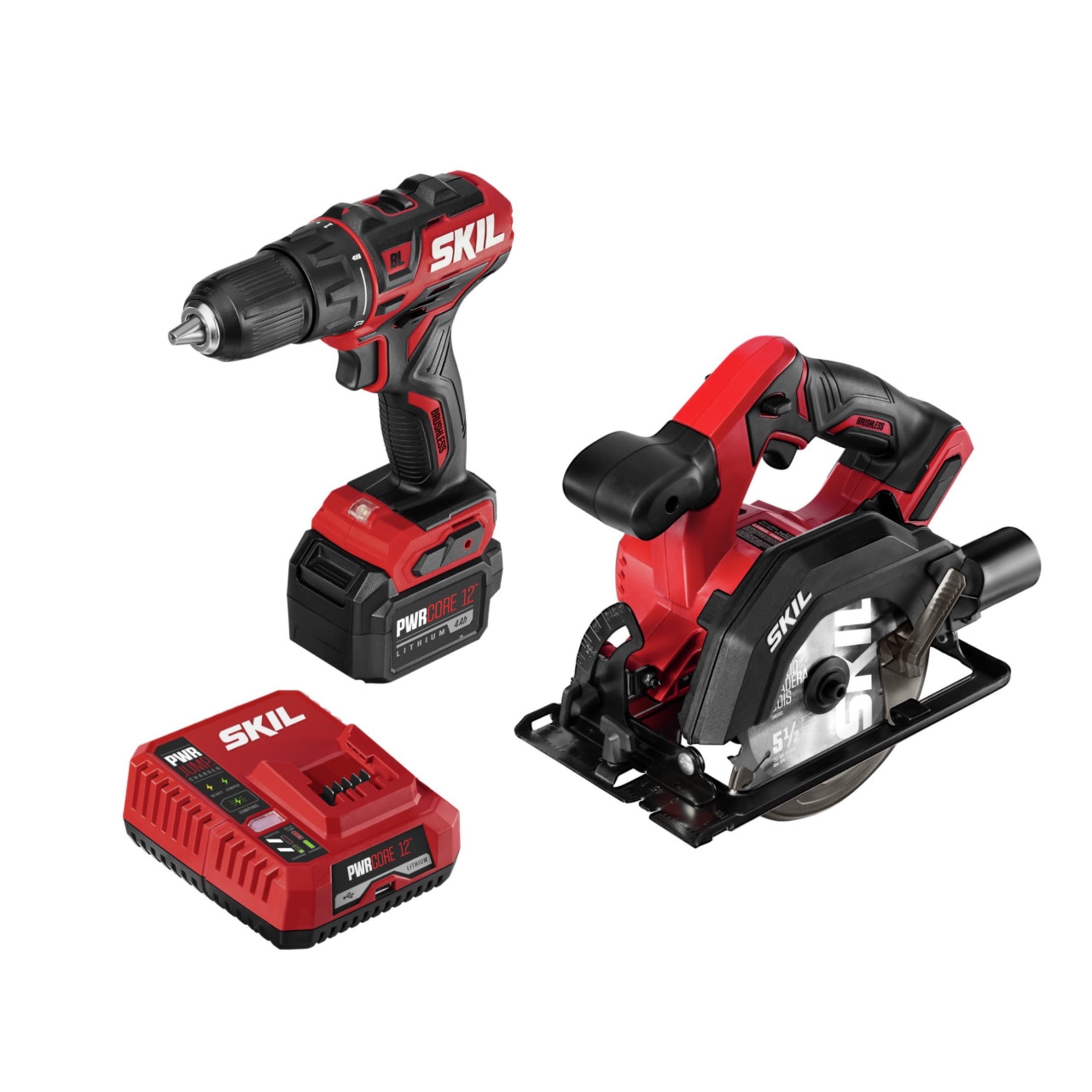SKIL PWR Core 20™ Brushless 20 Volt Cordless 4-Tool Kit: Drill Driver,  Circular Saw, Multi Tool & Speaker with 4.0Ah PWR ASSIST™ Battery