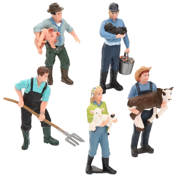 5 piezas de modelo de granjero, modelo de personaje de granja, simulación de granjero, figura en miniatura, decoración de tartas