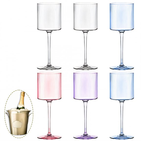 ACDANC 6Pcs Cocktail Glasses 12 oz Soft Contoured Edge Acrylic Plastic Wine Glasses Martini Glasses for Family Bar Party Mix2