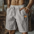 thumbnail image 1 of pstuiky Pantalones cortos cargo para hombre, Pantalones cortos de playa de lino con cintura elástica y bolsillo de color liso para hombre Pantalones cortos de entrenamiento, 1 of 6