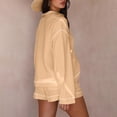 thumbnail image 5 of UAMVSH Womens Lounge Sets Oversized Sweatshirts Matching Sets Long Sleeve Pullover Tops and Shorts with Pockets Comfy Tracksuit Outfits(Medium,Khaki), 5 of 6