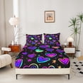 thumbnail image 2 of Erosebridal Neon Hearts Full Fitted Sheet Rainbow Love Heart Sheets , Psychedelic Galaxy Bed Sheets Gradient Glowing Stars Bed Cover, Black Girly Bed Set Lightweight (Deep Pocket), 2 of 5
