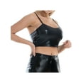 thumbnail image 2 of Women's Shiny Metallic Crop Tops Long Sleeve High Neck Tops/Camisole Rave Dance Clubwear Exposed Navel Tops, 2 of 6