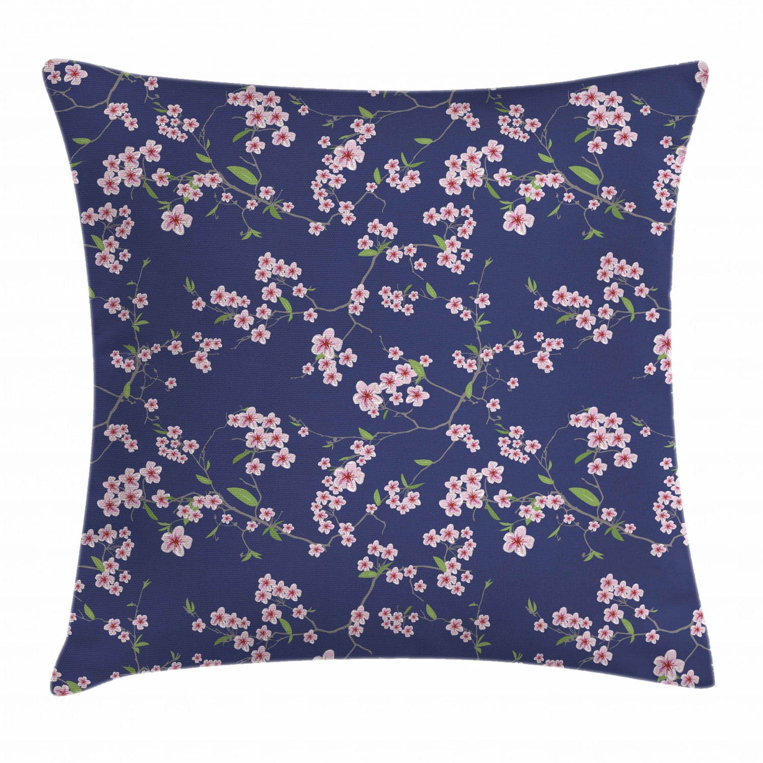 Navy and Blush Throw Pillow Cushion Cover, Blossoming