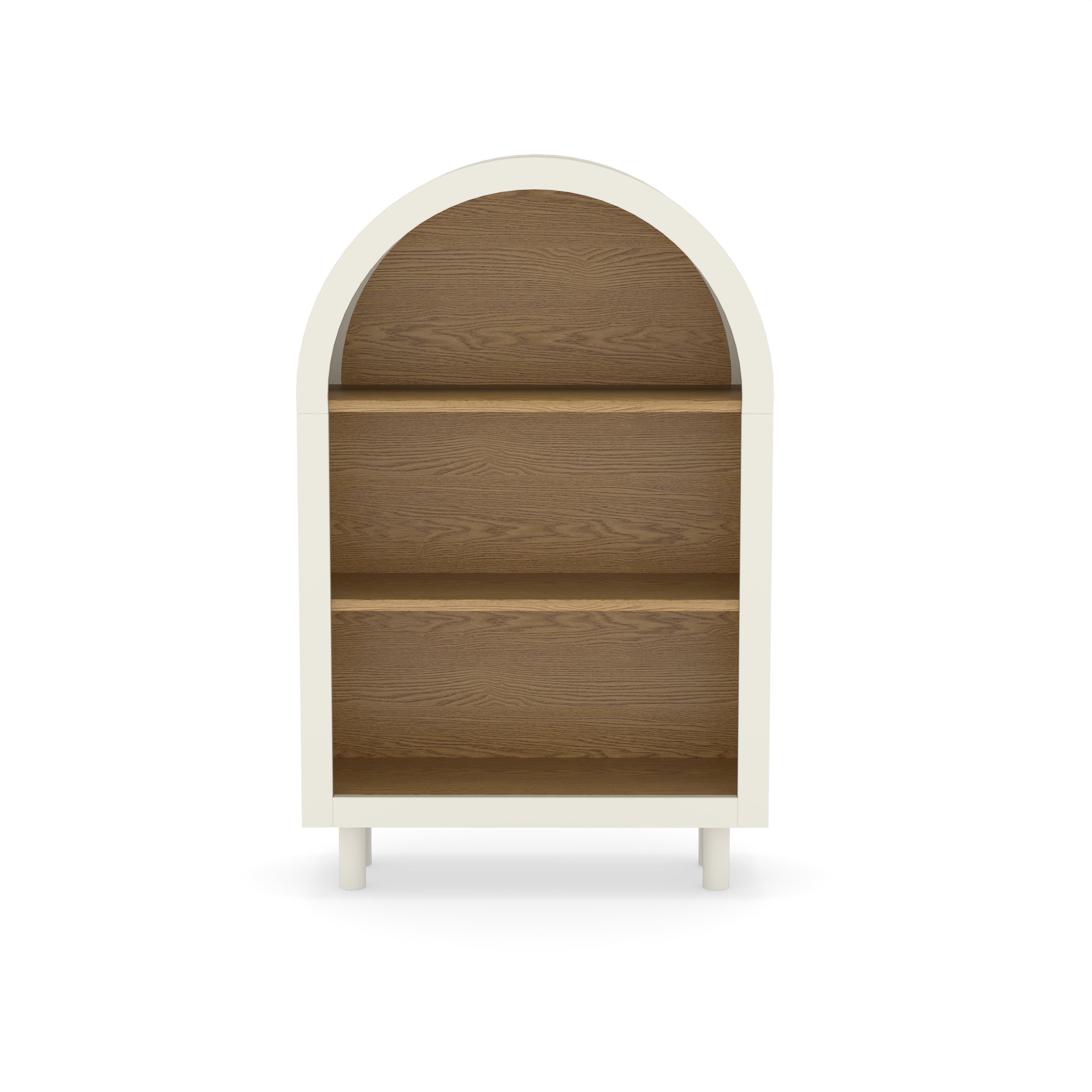 Arched Top Bookshelf, 3-Tier Open Storage Shelf with Two-Tone Finish, Solid Wood Legs Freestanding Display Rack for Living Room Bedroom Entryway